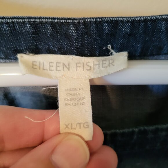 Eileen Fisher bateau neck denim top - Picture 3 of 5